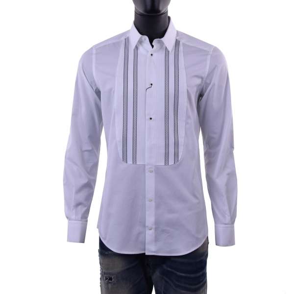 Smoking shirt with short collar and metal buttons by DOLCE & GABBANA Black Label - GOLD Line