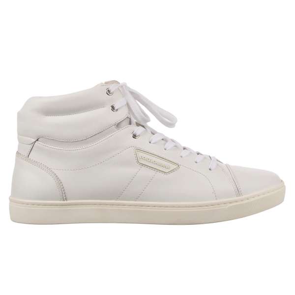 High-Top Sneaker LONDON with DG logo plate in white by DOLCE & GABBANA