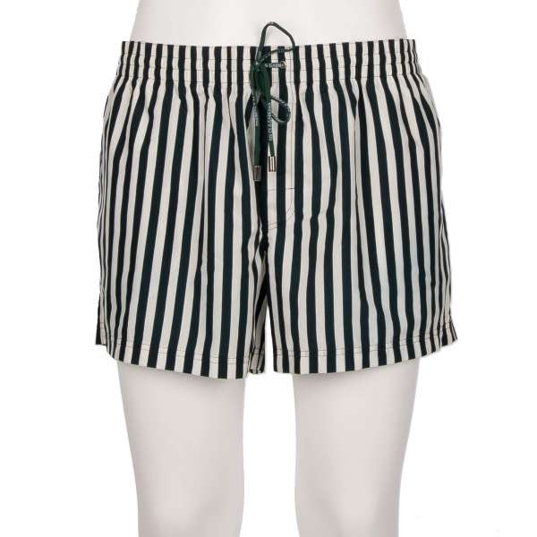 Striped Swim shorts / Board shorts with pockets, built-in-brief and logo by DOLCE & GABBANA Beachwear