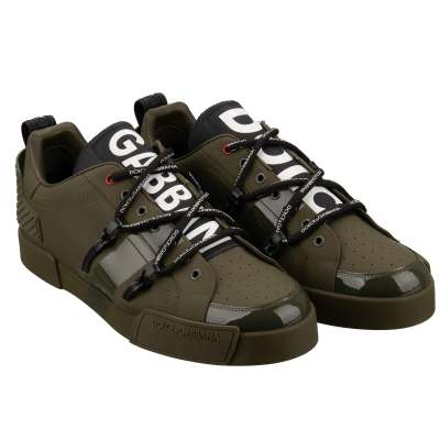 DG Logo Low-Top Leather Sneaker Shoes PORTOFINO Khaki