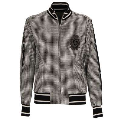 Houndstooth Cotton Jacket KING with Embroidered Logo Black White
