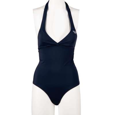 Lined One Piece Swimsuit with Logo Deep Blue XS