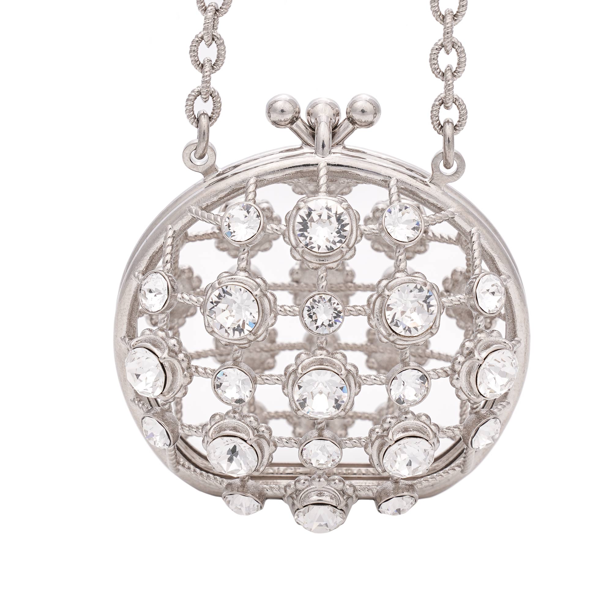 Dolce & Gabbana - Crystal Cage Clutch Bag Chain Necklace Silver