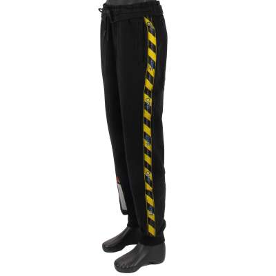 Off-White Virgil Abloh Sweatpants with Logo Side Tape Black Yellow