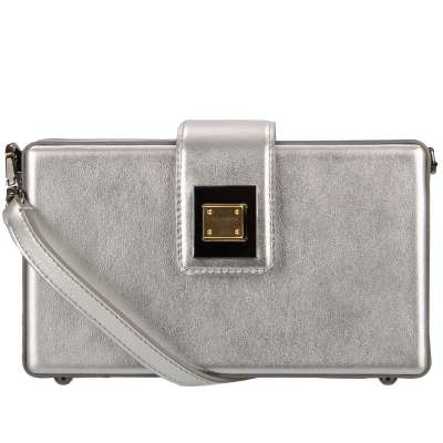 Unisex Clutch Tasche DOLCE BOX aus seidigem Nappa Leder Silver