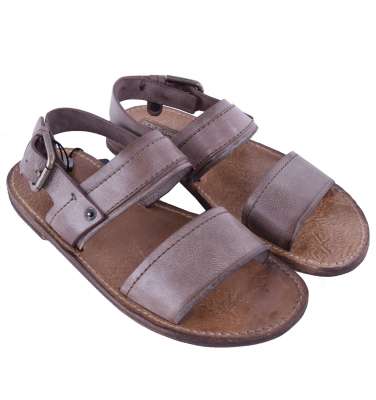 Leather Strap Slide Sandals Beige 41