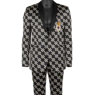 Crystal Sacred Heart Suit MARTINI Black White 48 US 38 M