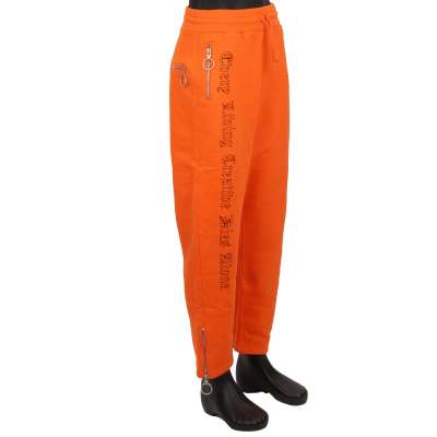 Off-White x VLONE Jogger Pants with Lettering and Zip Pocket Orange M