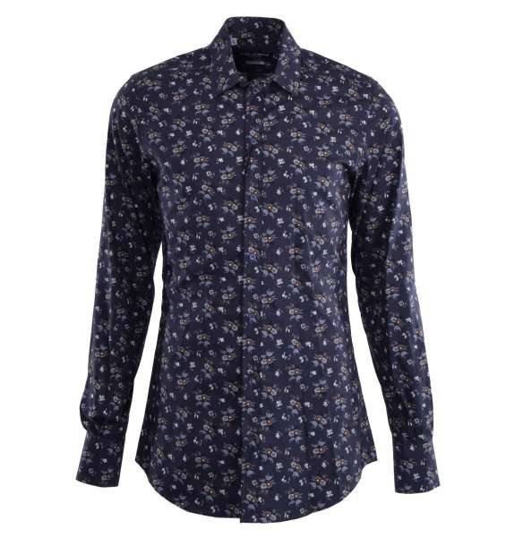 Floral printed cottom shirt GOLD with short collar and cuffs by DOLCE & GABBANA
- New with tag