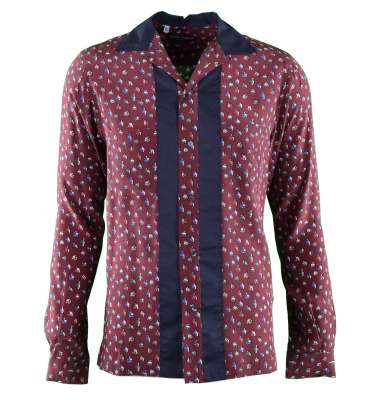 Silk Shirt Riviera with Print Bordeaux 39 S