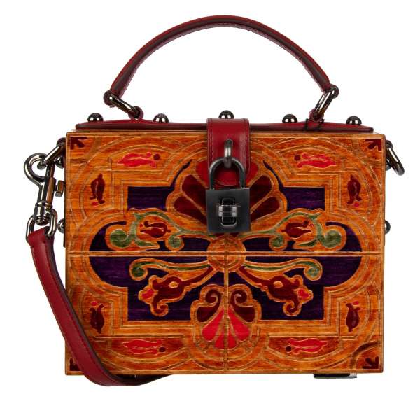  Unique handmade and painted Wooden clutch / shoulder bag / handbag DOLCE BOX with decorative padlock and strap by DOLCE & GABBANA