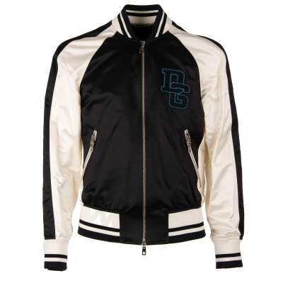 Varsity Jacket with DG Logo and Zips Black White