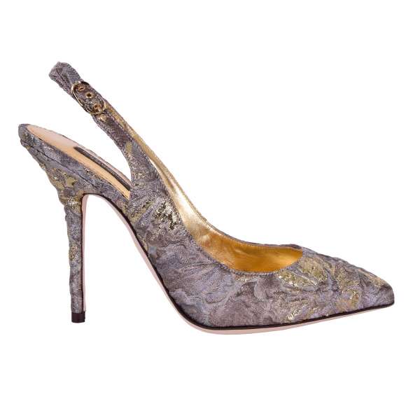 Slingback Pumps BELLUCCI aus floralem Lurex Brokat von DOLCE & GABBANA