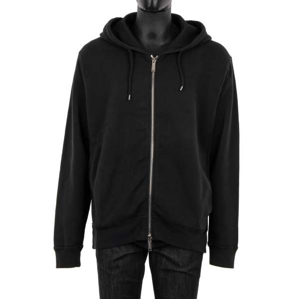 Weit geschnittene Hoodie Jacke im Vinatge Stil aus Baumwolle mit Logo Print in Schwarz von DSQUARED2