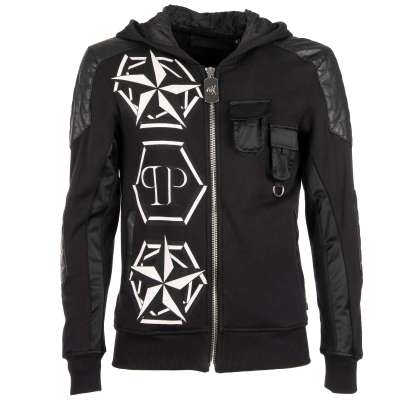 Hooded Jacket STRONG MAN with Crystals Falcon and Logo Black S