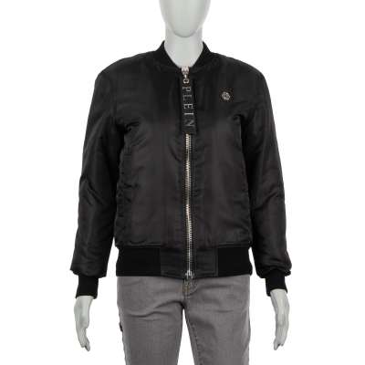 Bomber Jacke m. Kristallen Schwarz