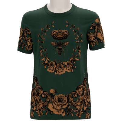 Napoleon Bee Crown Baroque Cotton T-Shirt Green 46 S