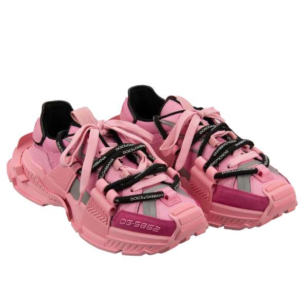 Low-Top Damen Sneaker SPACE mit DG Logo Schnürsenkel in Pink von DOLCE & GABBANA