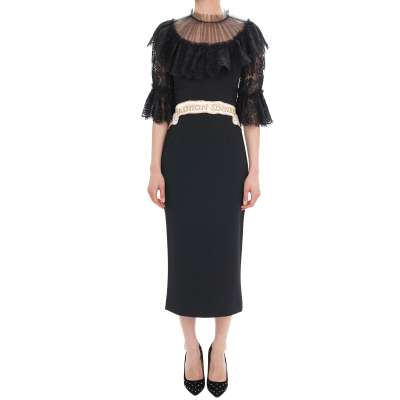 Lace Pearl Ribbon Fashion Sinner Dress Black IT 40 US 4 S