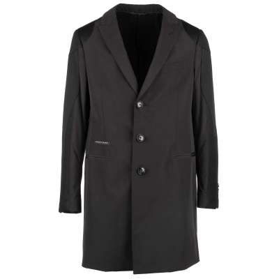 Coat ASSASSIN with Skull Application and Perforated Details Black 50 M-L