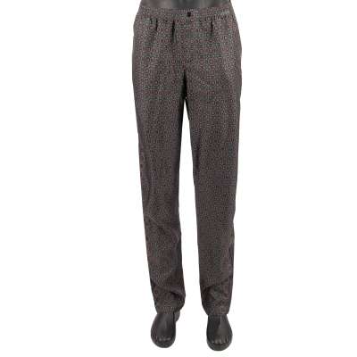 Floral Geometric Silk Pyjama Pants Gray Bordeaux 4 48 M