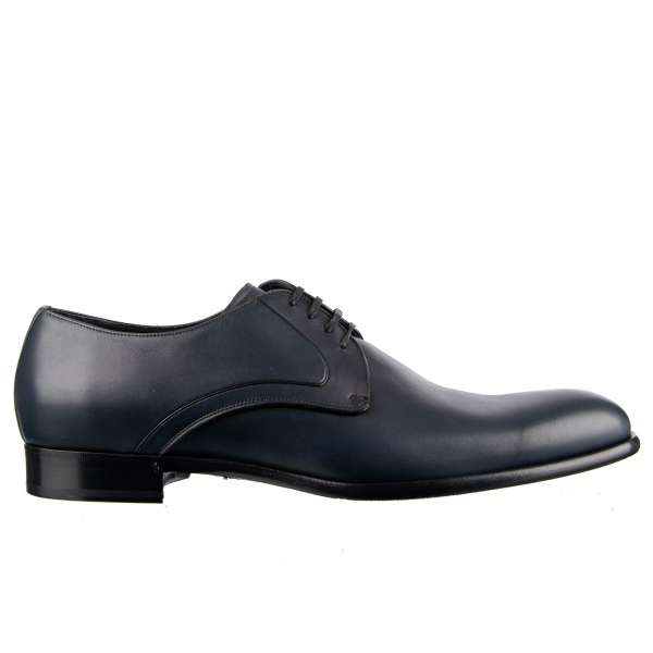 Formal leather derby shoes SIENA in blue by DOLCE & GABBANA