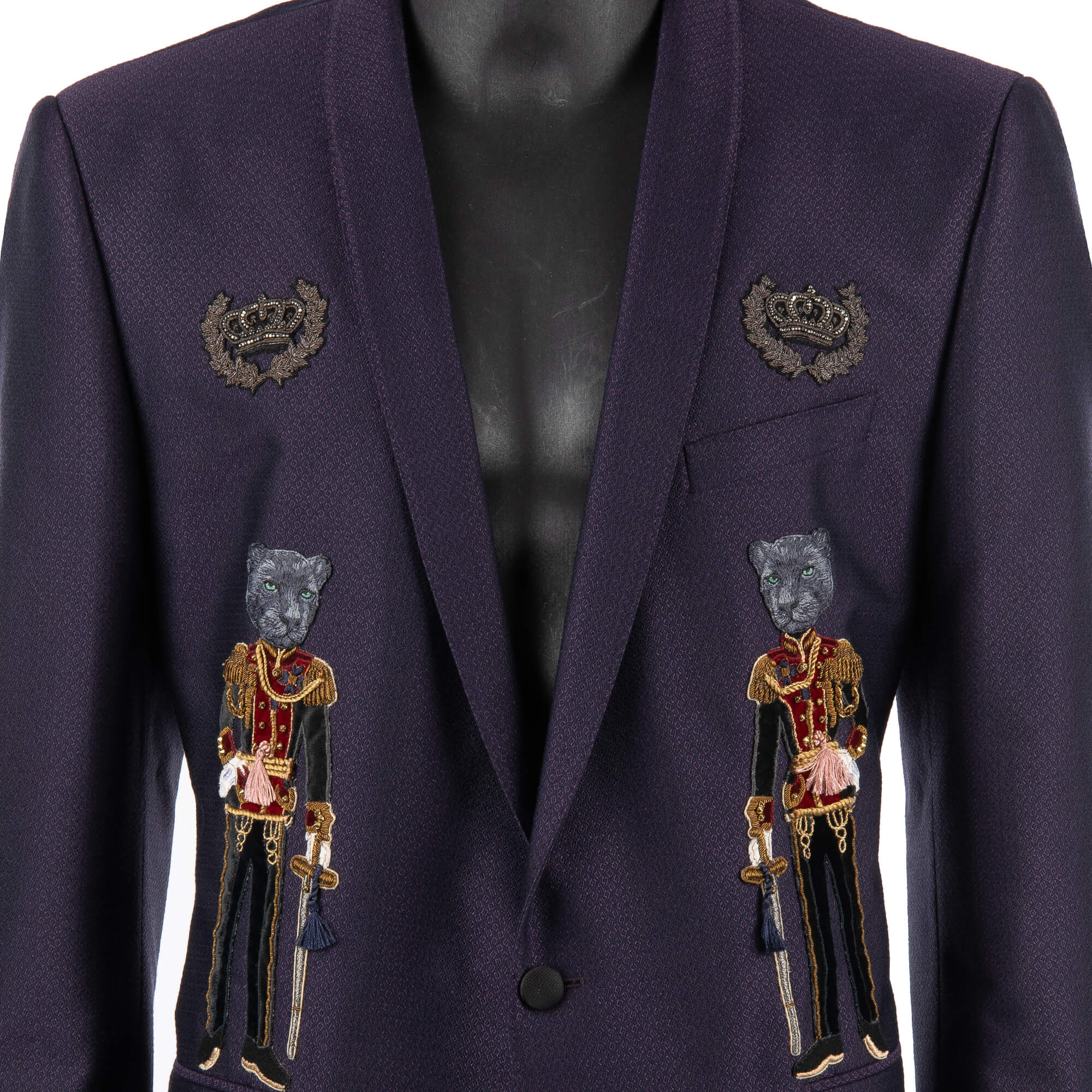 dolce gabbana gold uniform cats stickerei anzug lila 56 fashion rooms