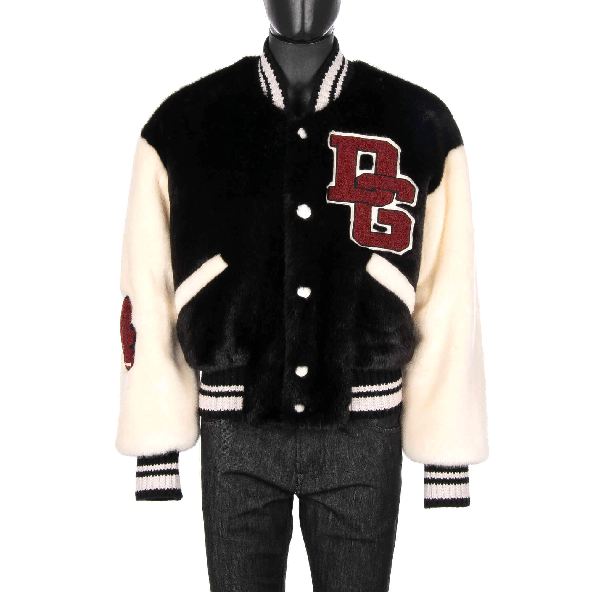 Dolce & Gabbana Oversize Fake Fur Bomber Jacket with embroidered Crown and DG Logo Black | FASHION ROOMS Dolce & Gabbana Oversize Fake Fur Bomber Jacket with embroidered Crown and DG Logo Black | FASHION ROOMS