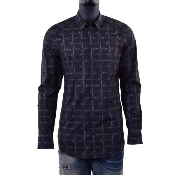Floral printed shirt with short collar and cuffs by DOLCE & GABBANA Black Label - GOLD Line