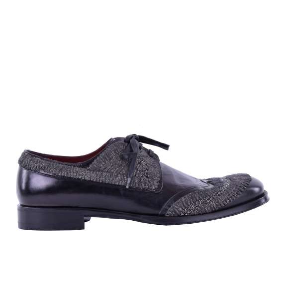 Embroidered leather derby shoes SASSARI by DOLCE & GABBANA Black Label