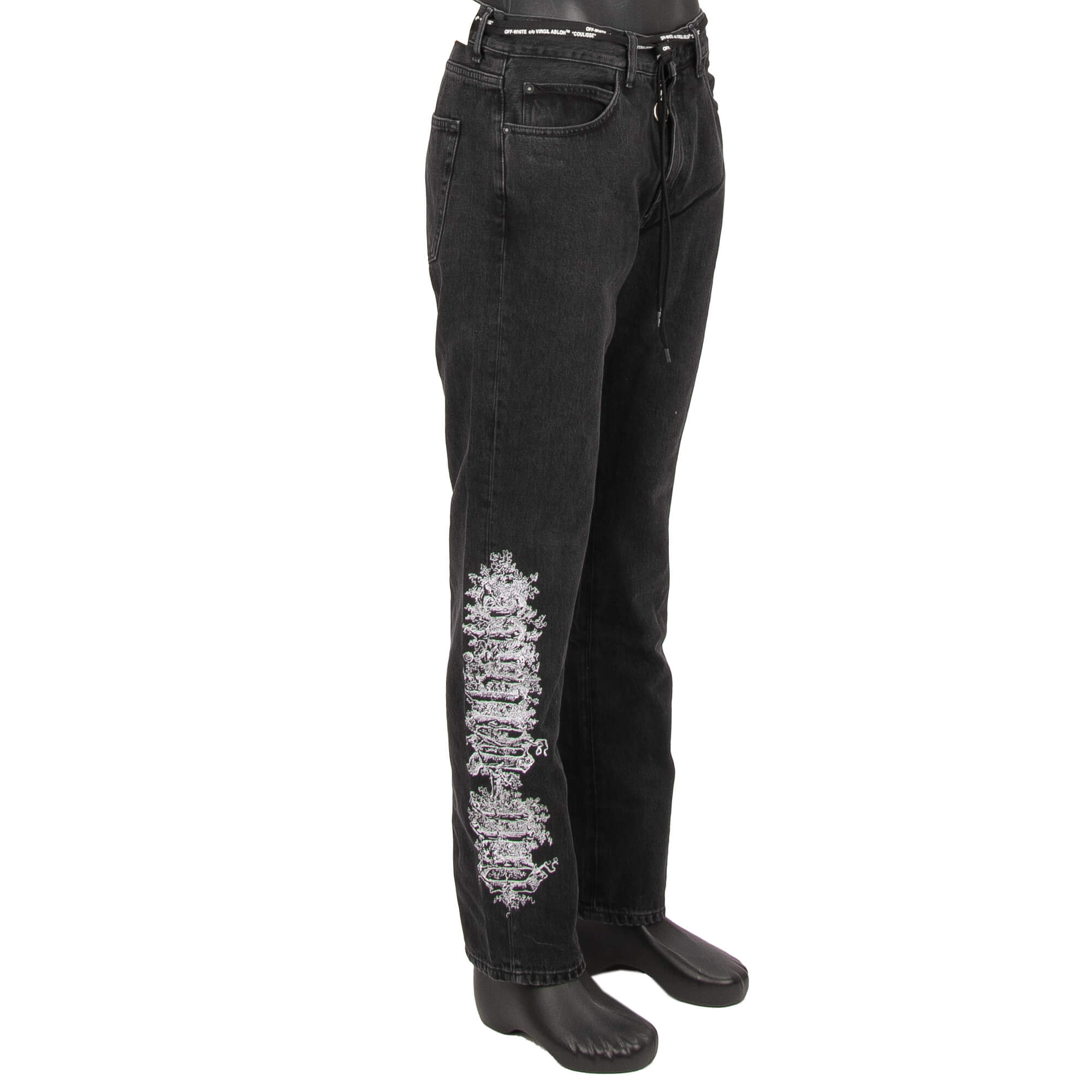 Off white embroidered jeans online