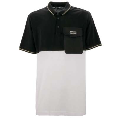 DG Logo Cotton Polo Shirt Black White 58 3XL