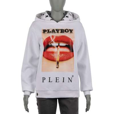 Lippen Hoodie m Kristallen Weiß