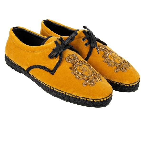 Derby / Espadrilles Schuhe TREMITI aus Samt mit DG Logo und Krone Stickerei von DOLCE & GABBANA