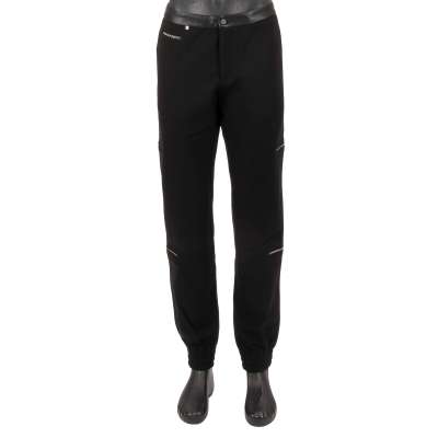 BLUE Kunstleder Logo Jogginghose Hose Schwarz 