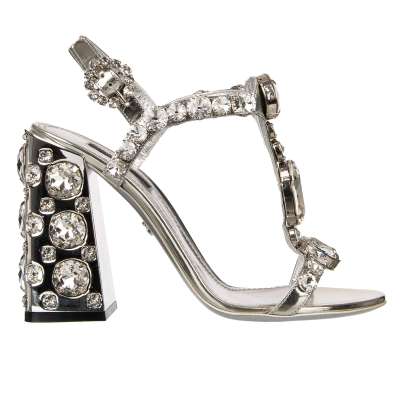 Crystal Strap Sandals KEIRA with Crystals Buckle Silver 37