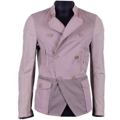 Light Military Style Jacket with Pockets Beige Gray
