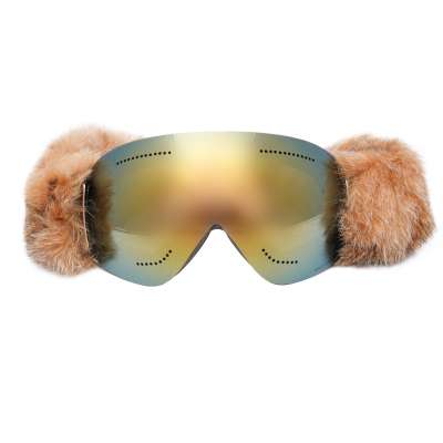 Mirrored Fur Ski Goggles Mask Sunglasses BI0759 Green Gold