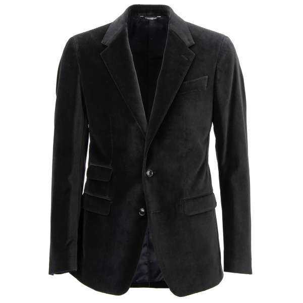 Blazer aus Samt NAPOLI mit fallendem Revers und Taschen in Dunkel-Grau von DOLCE & GABBANA