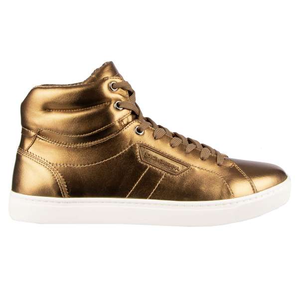 ClassicHigh-Top Sneakers LONDON made pf nappa lamb leather with logo plaque by DOLCE & GABBANA