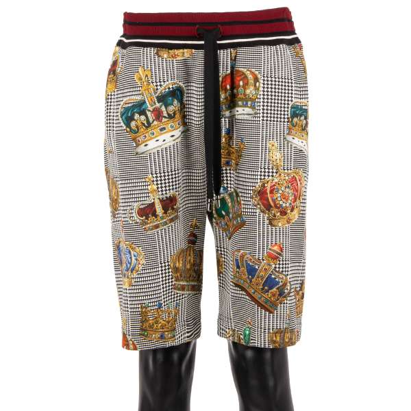 Cotton Sweatshorts with crown print and zipped pockets by DOLCE & GABBANA