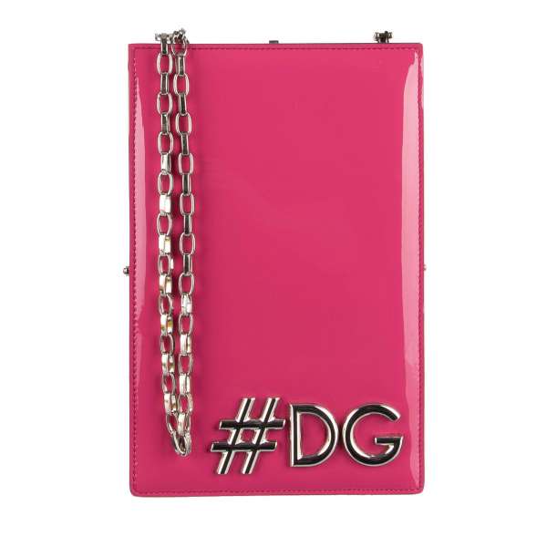 Patent Leather Clutch / Shoulder Bag DG GIRLS with metal chain strap and #DG hashtag Logo by DOLCE & GABBANA