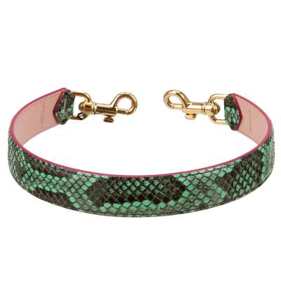 Snake Leather Bag Strap Handle Green Pink Gold