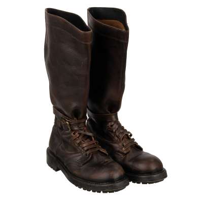 Vintage Leder Stiefel Boots Schuhe BERNINI Braun 43 UK 9
