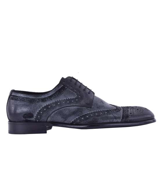 Derby Schuhe aus gewaschenem Wildleder von DOLCE & GABBANA Black Label