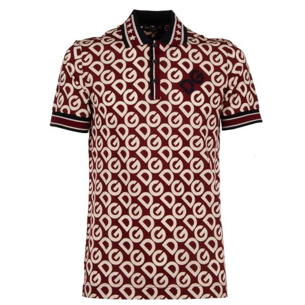 Cotton Polo Shirt with DG Mania Logo print and DG King collar by DOLCE & GABBANA