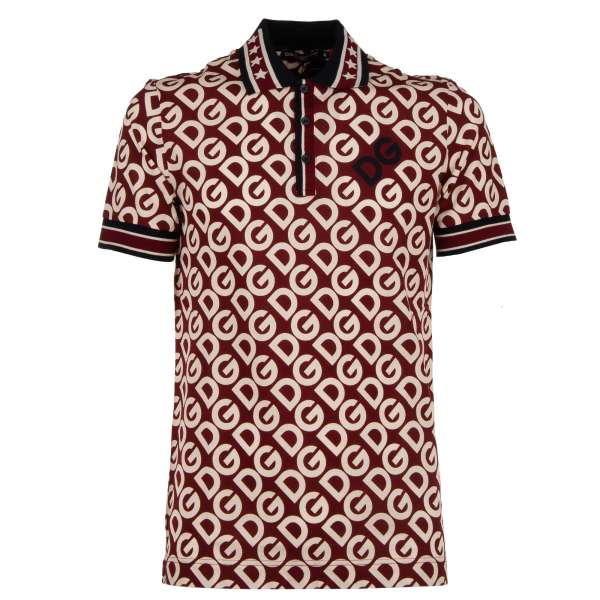 Polo Shirt aus Baumwolle mit DG Mania Logo Print und DG King Kragen von DOLCE & GABBANA