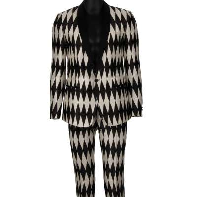 Silk Tuxedo Blazer Suit Jacket MARTINI Black White