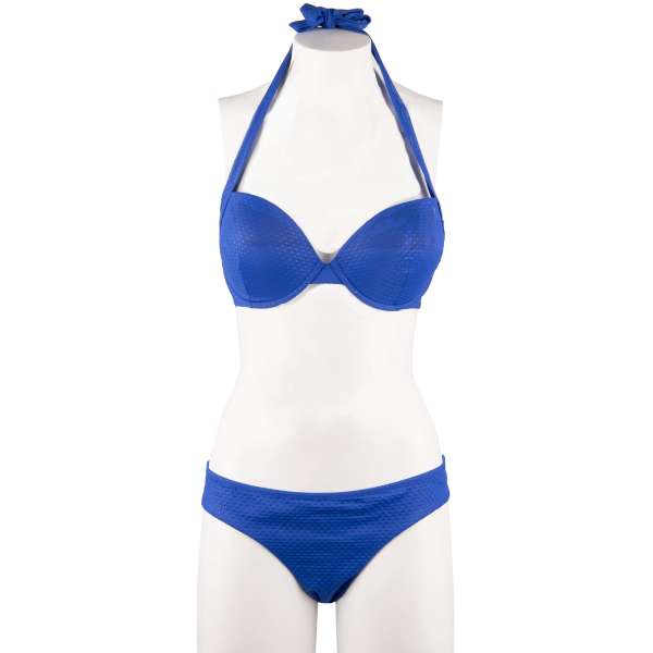 Bikini Seaworld mit Punkt-Textur bestehend aus Skulptur Push-Up BH und einem Slip mit Logo von EMPORIO ARMANI EA7 Swimwear