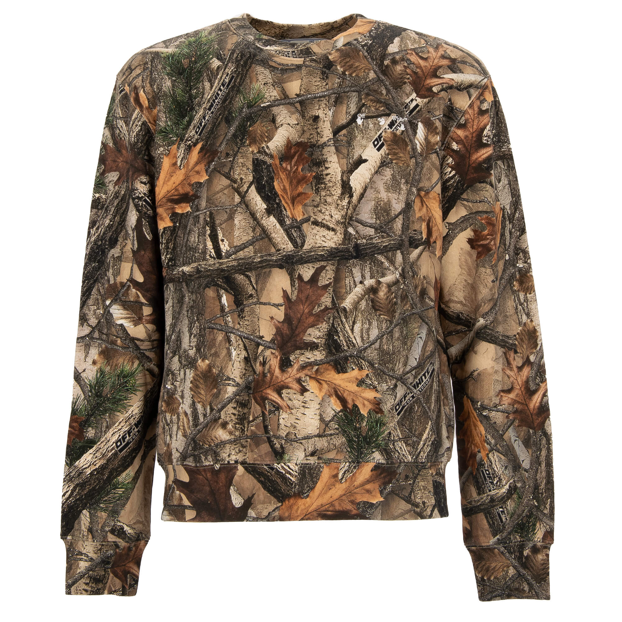 Off White Virgil Abloh Real Tree Camouflage Sweatshirt with Logo Brown Green M FASHION ROOMS